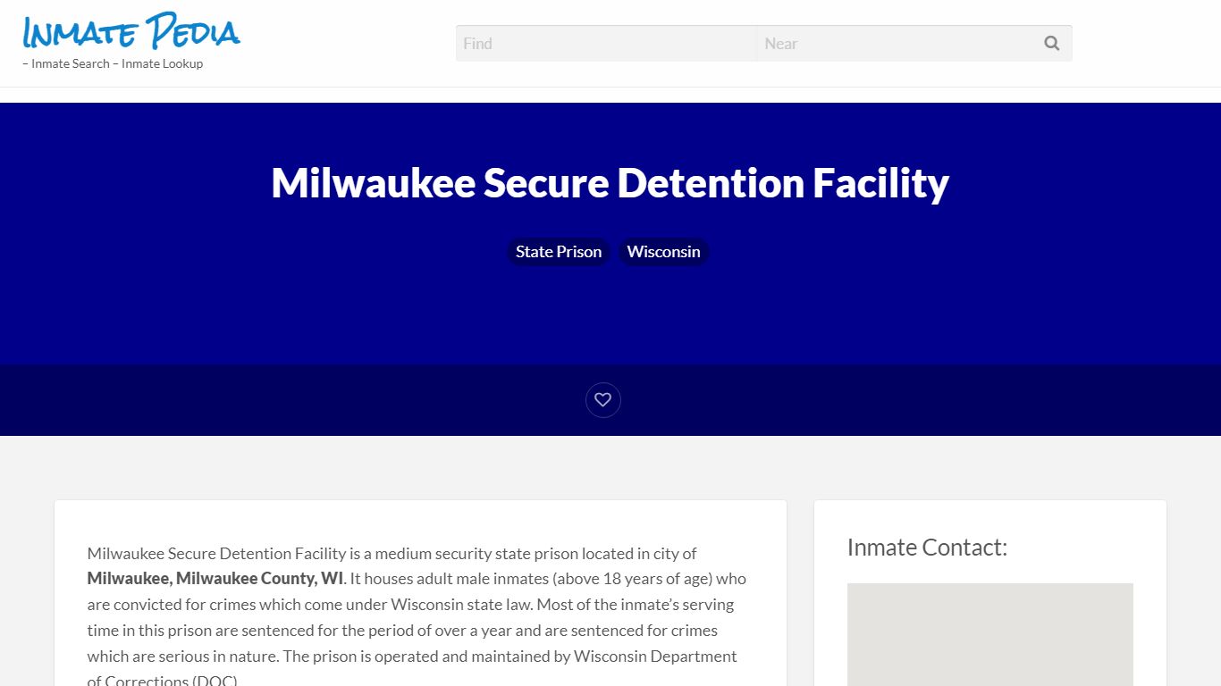 Milwaukee Secure Detention Facility – Inmate Pedia ...