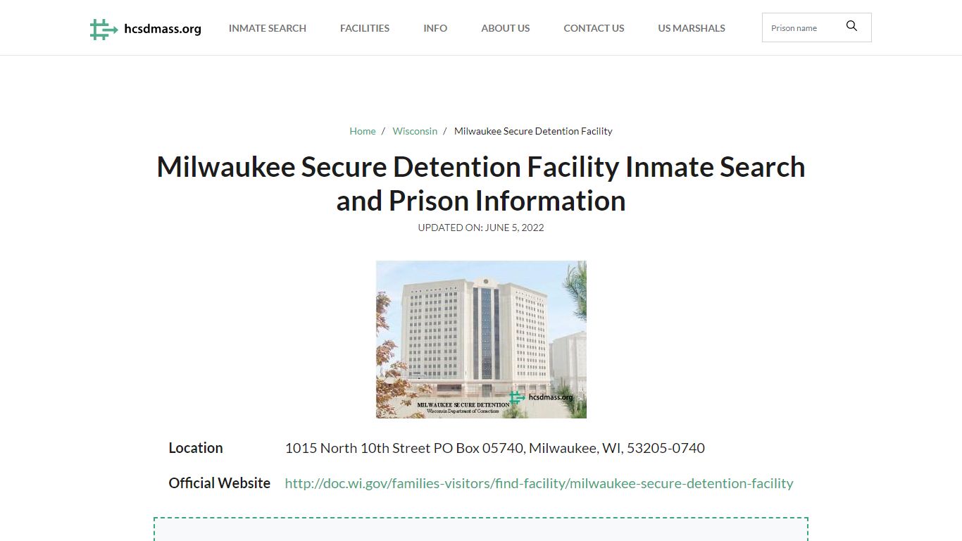 Milwaukee Secure Detention Facility Inmate Search ...